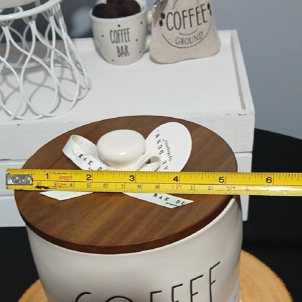 New Release 2026! Rae Dunn Cream Coffee Canister with Wooden Lid NWT - Picture 11 of 15